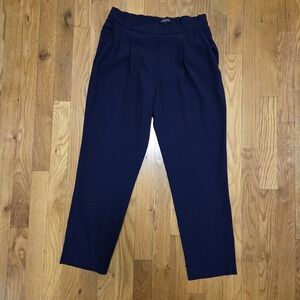 Babaton  Aritzia Womens Pleated Cropped Workwear‎ Casual Dress Pant Navy Blue 4